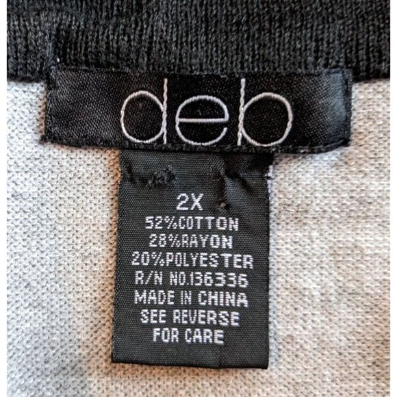 DEB Black Cream Blue Striped Sweater Short Sleeve Tunic Sweater CowlNeck Size 2X - Picture 3 of 5